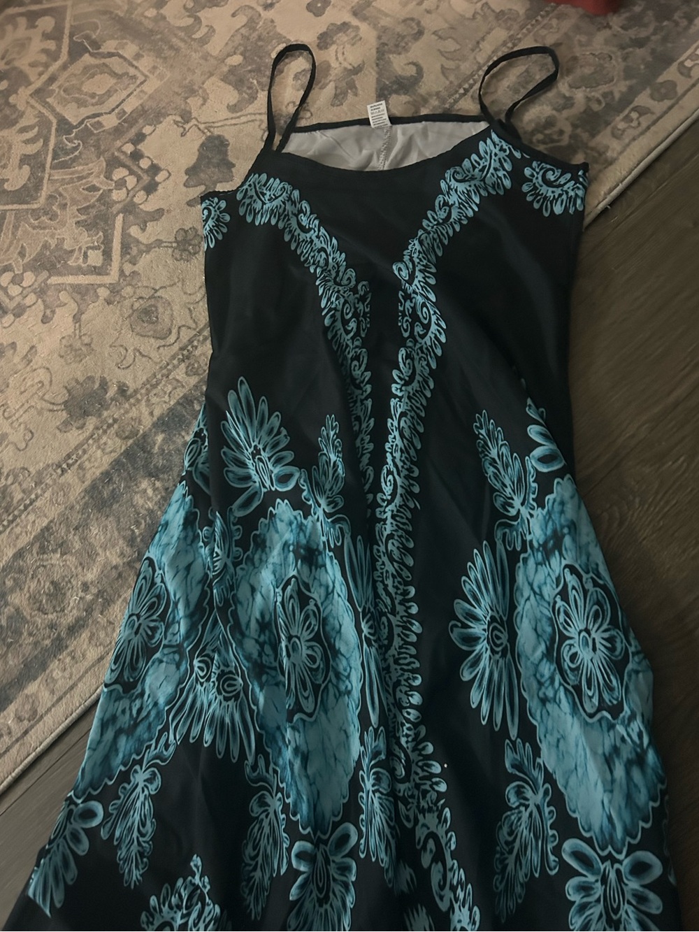 Navy & Teal Floral Slip Dress